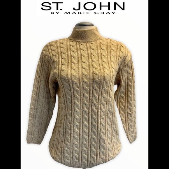ST. John sportswear gold cable knit sweater size P - Picture 11 of 11